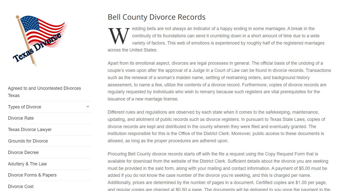 Bell County Divorce Records – Divorce in Texas